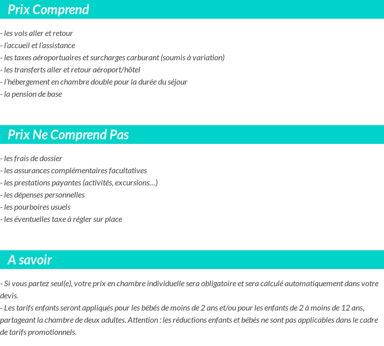 Conditions tarifaires