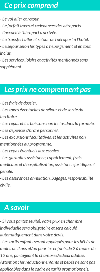 Conditions tarifaires