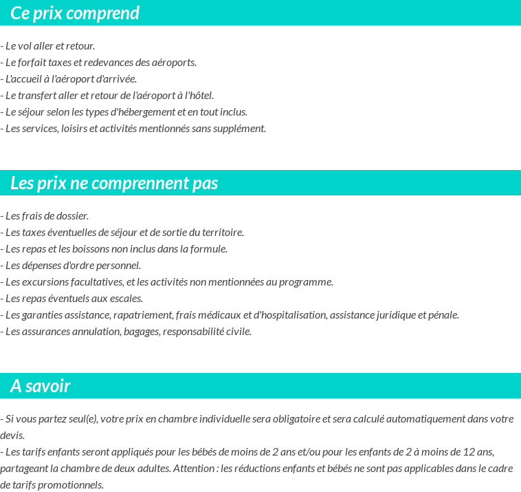 Conditions tarifaires