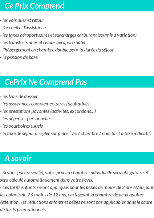 Conditions tarifaires