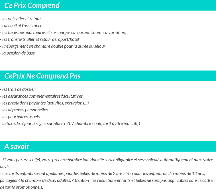 Conditions tarifaires