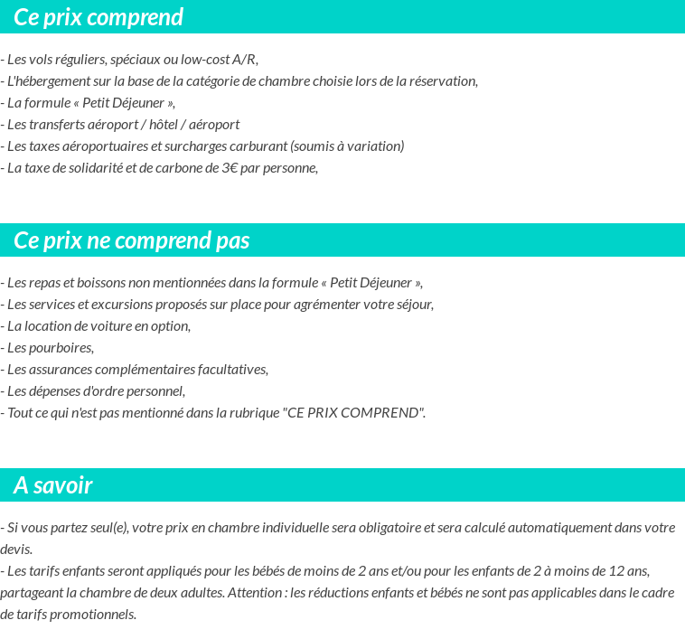 Conditions tarifaires