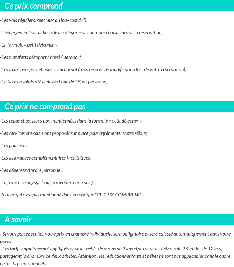 Conditions tarifaires