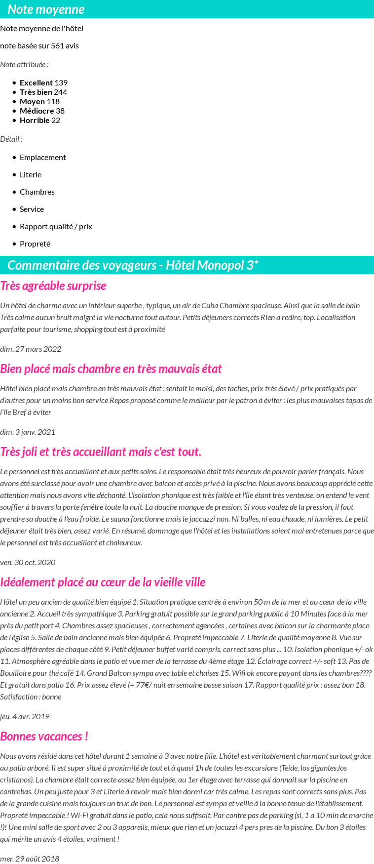 Avis clients