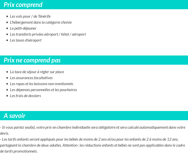 Conditions tarifaires