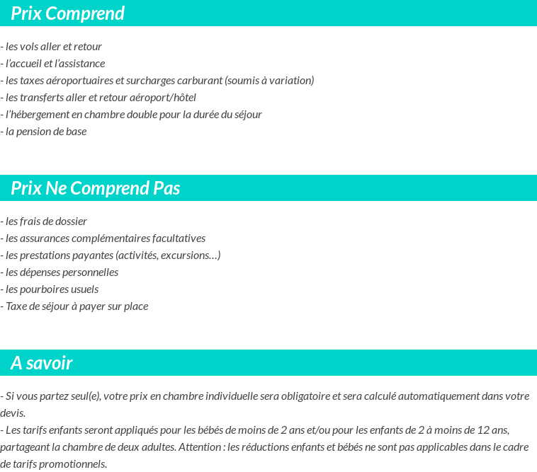 Conditions tarifaires