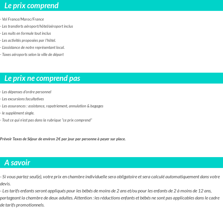 Conditions tarifaires