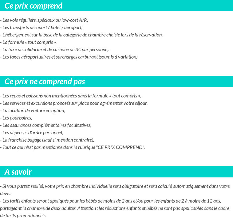 Conditions tarifaires