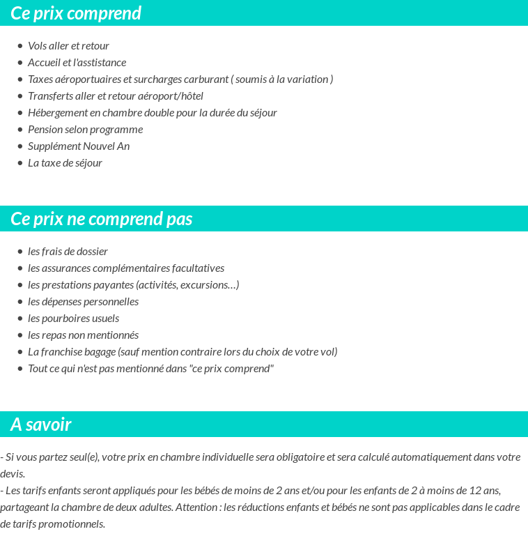 Conditions tarifaires