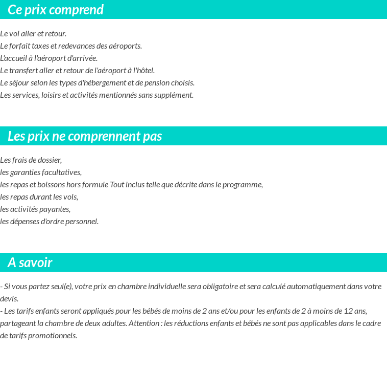 Conditions tarifaires