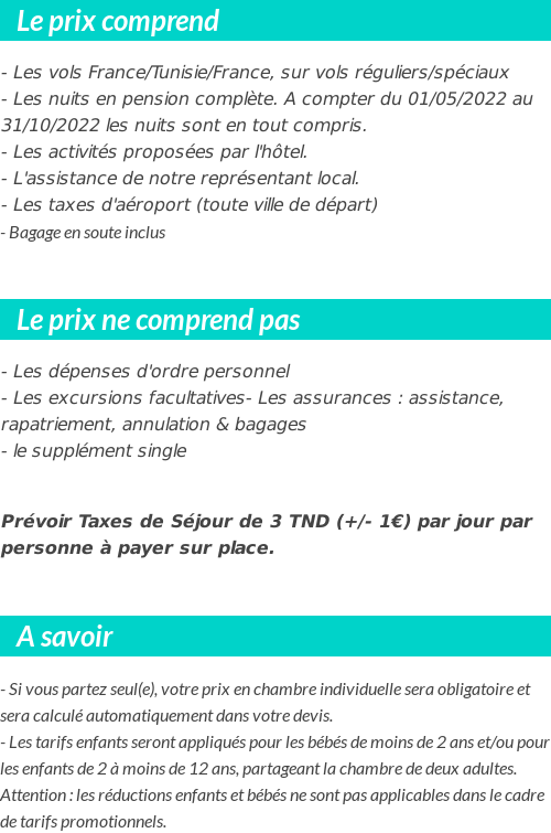 Conditions tarifaires