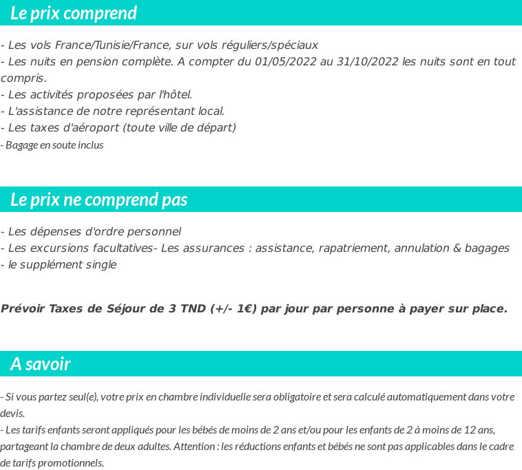 Conditions tarifaires