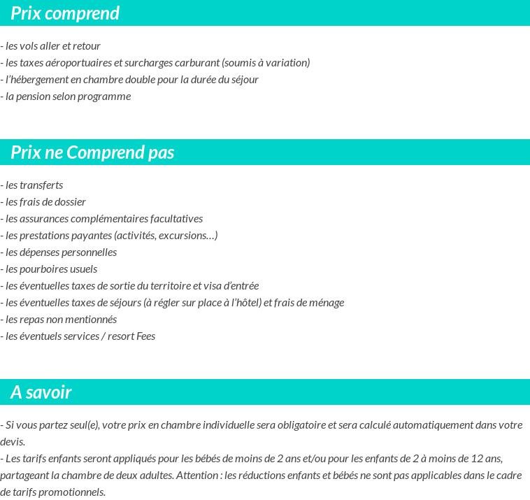 Conditions tarifaires