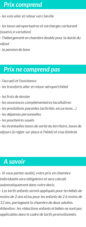 Conditions tarifaires