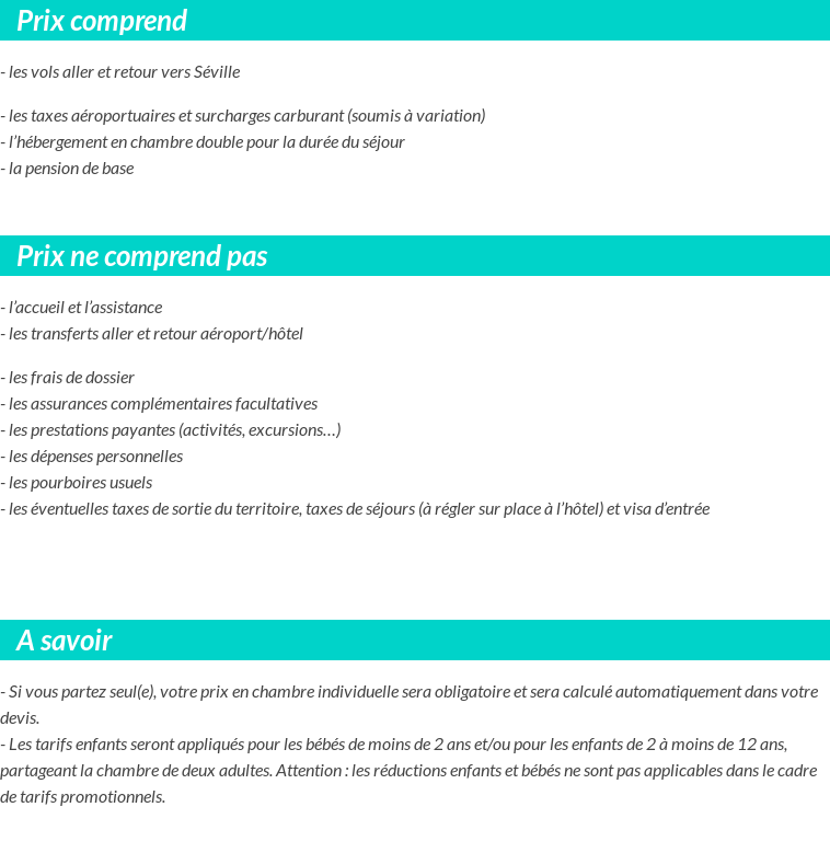 Conditions tarifaires