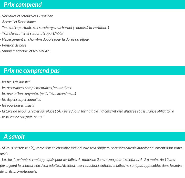 Conditions tarifaires