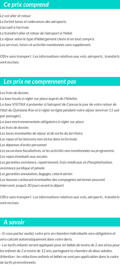 Conditions tarifaires