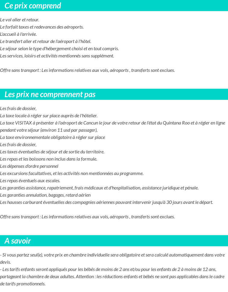 Conditions tarifaires