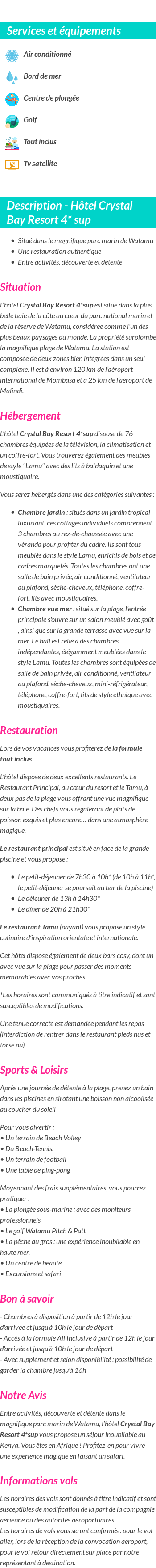 Détails du séjour
