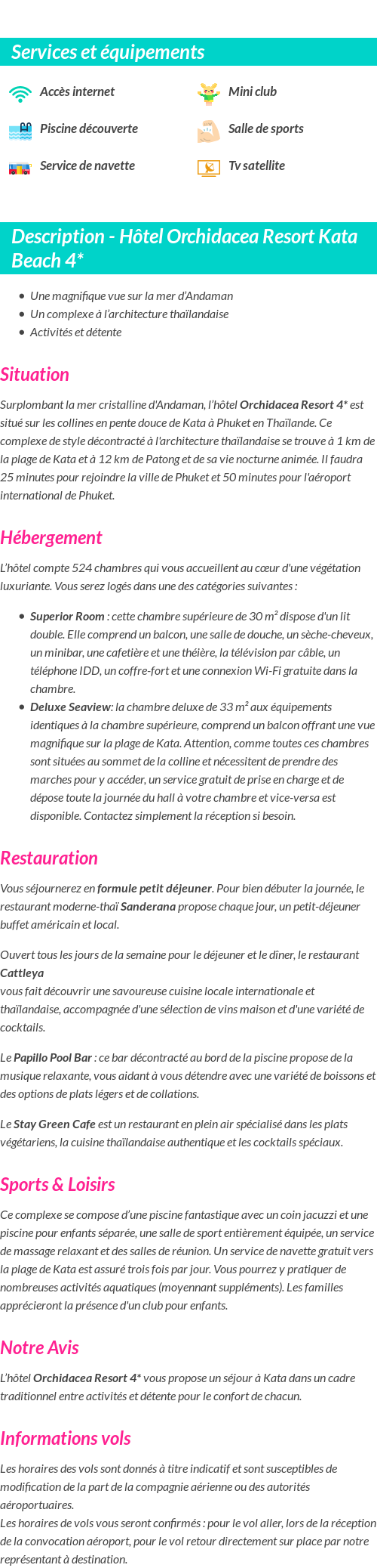 Détails du séjour