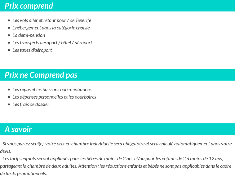 Conditions tarifaires