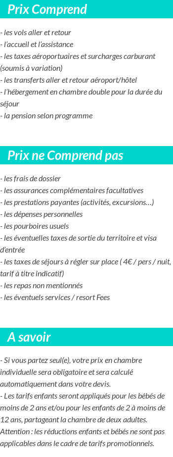 Conditions tarifaires