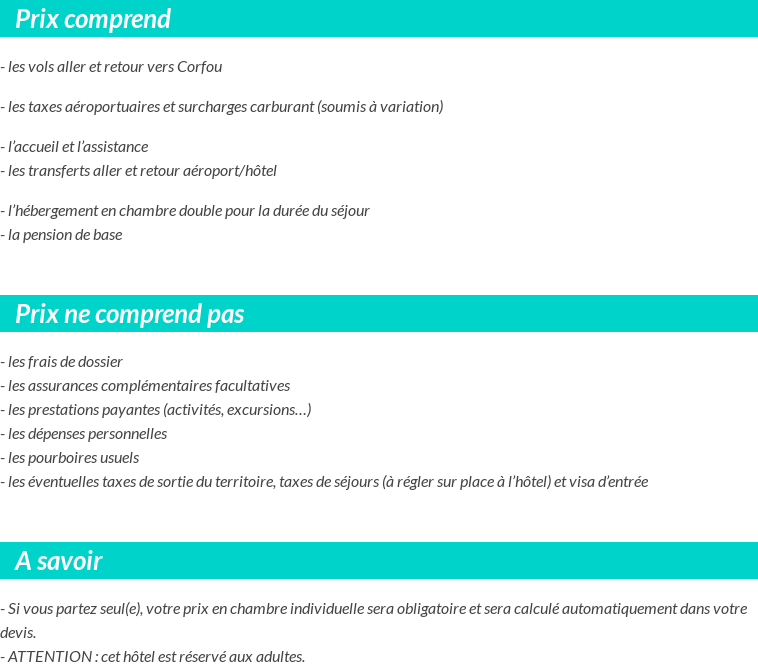 Conditions tarifaires