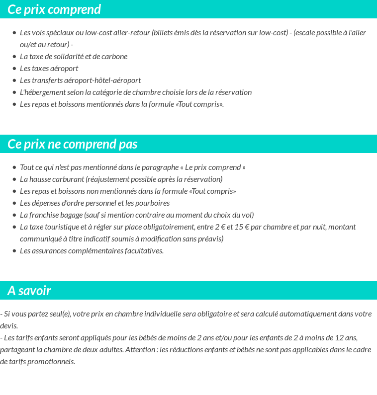 Conditions tarifaires