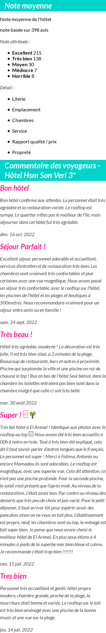 Avis clients