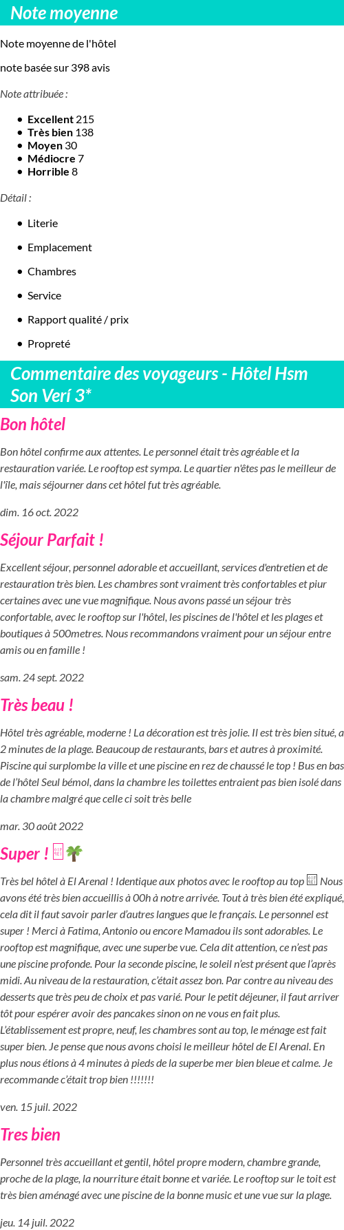Avis clients