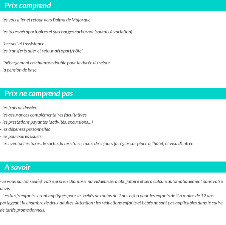 Conditions tarifaires