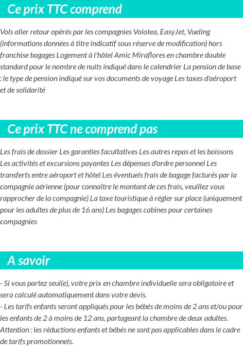 Conditions tarifaires