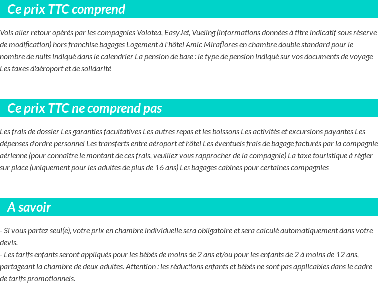 Conditions tarifaires