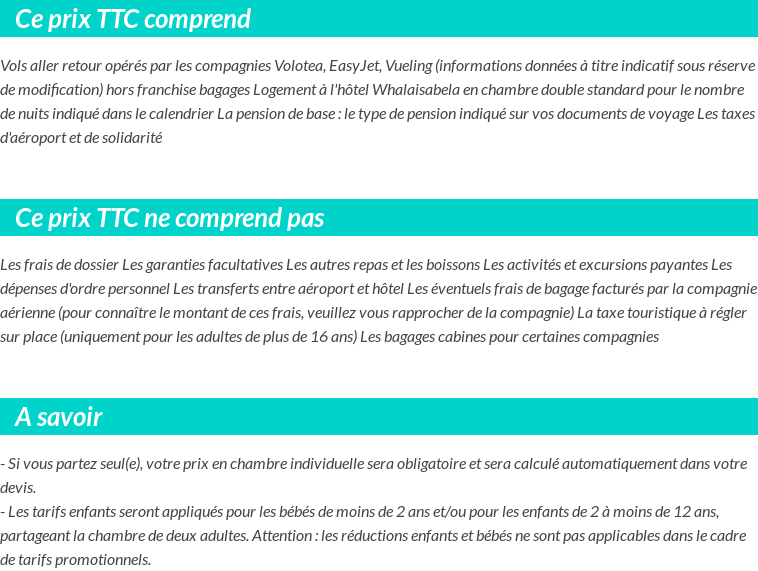 Conditions tarifaires