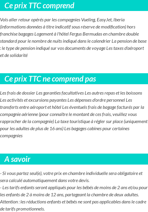 Conditions tarifaires