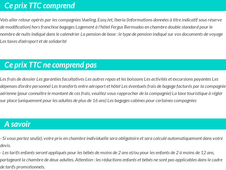 Conditions tarifaires