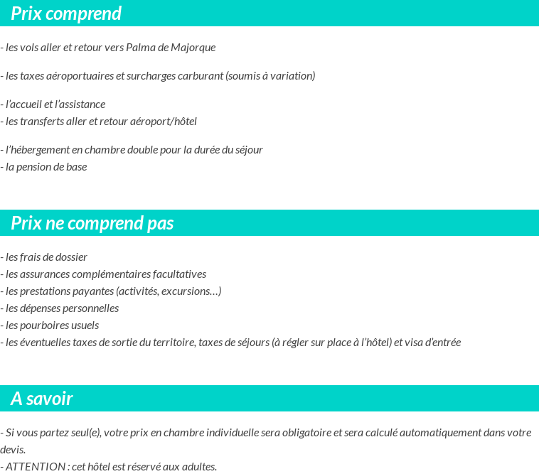 Conditions tarifaires