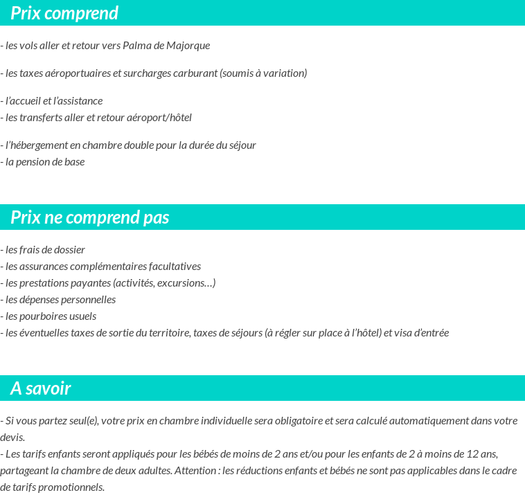 Conditions tarifaires