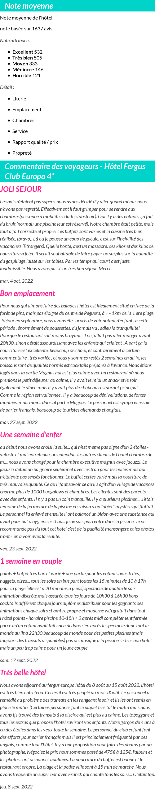 Avis clients