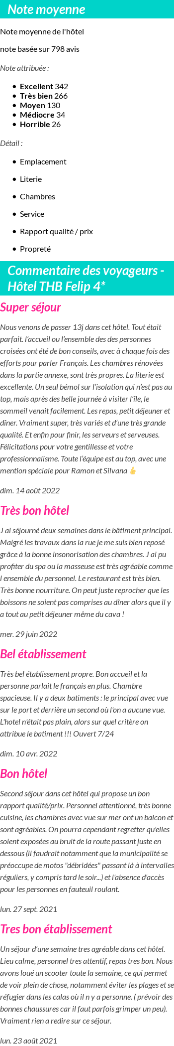 Avis clients