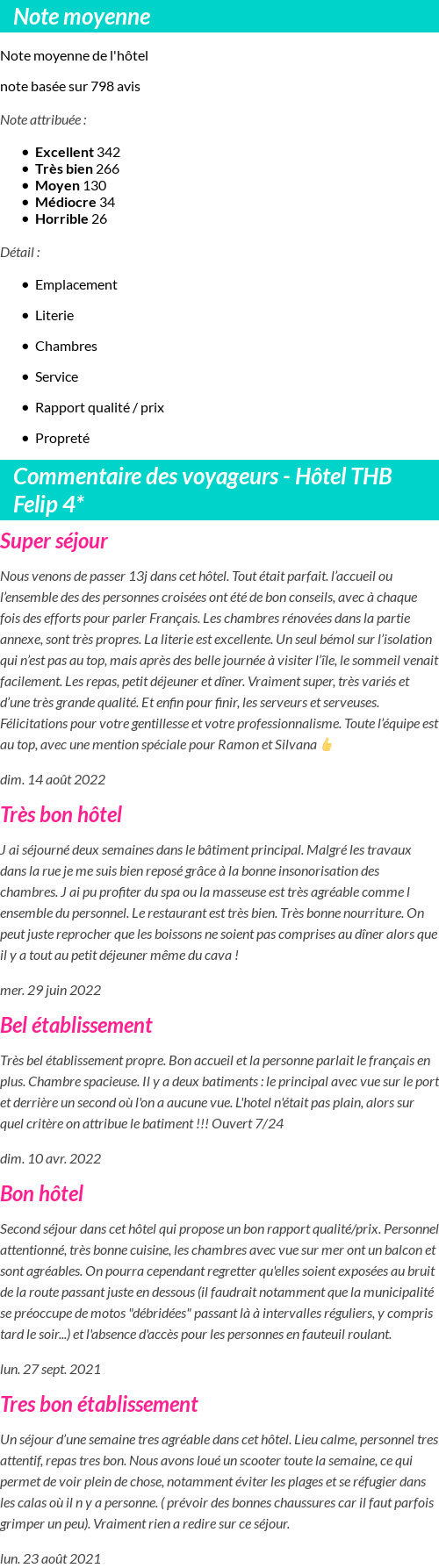 Avis clients