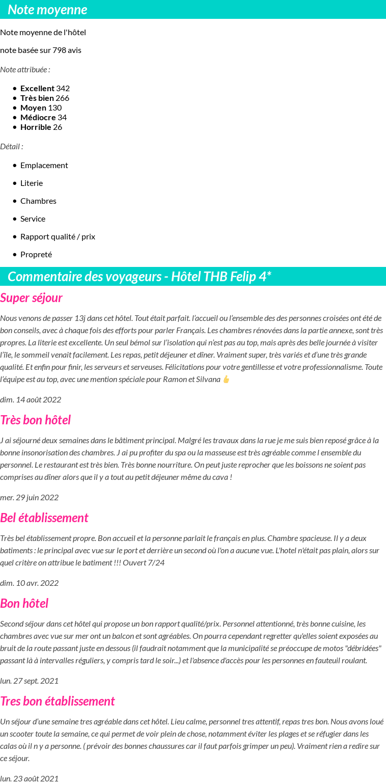 Avis clients