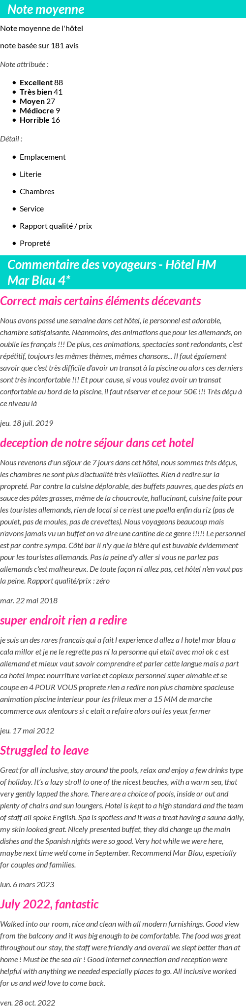 Avis clients