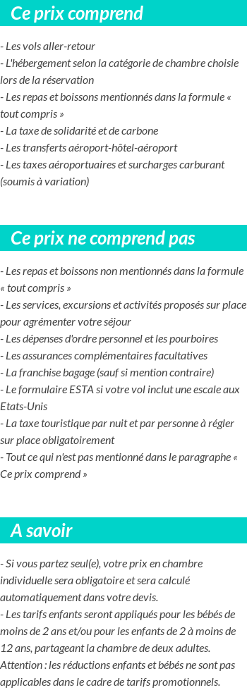 Conditions tarifaires