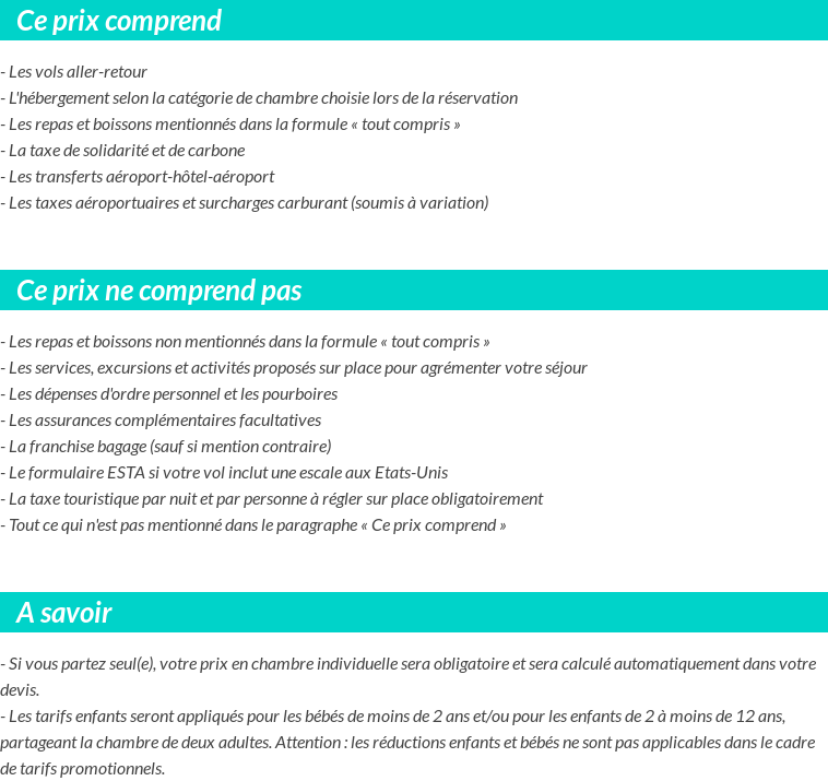 Conditions tarifaires