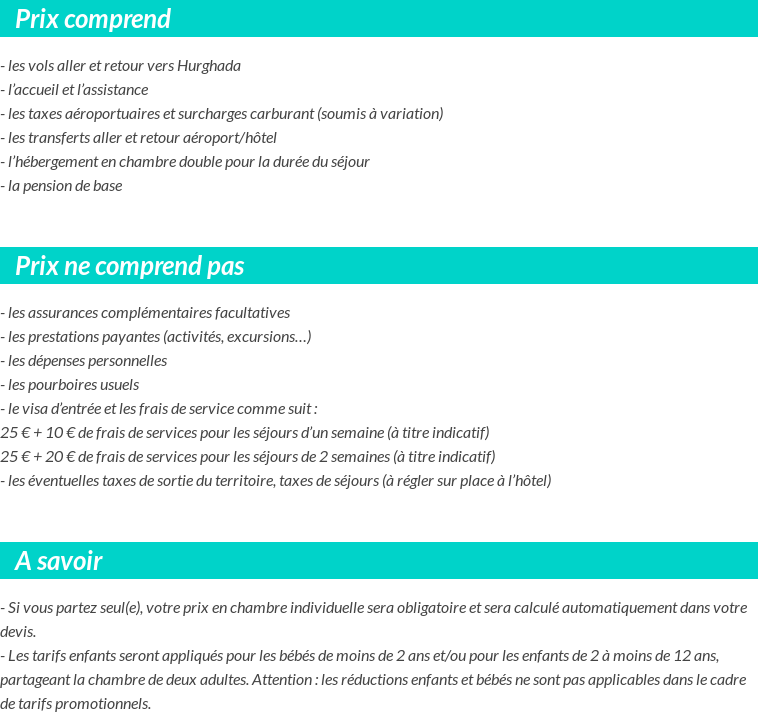 Conditions tarifaires