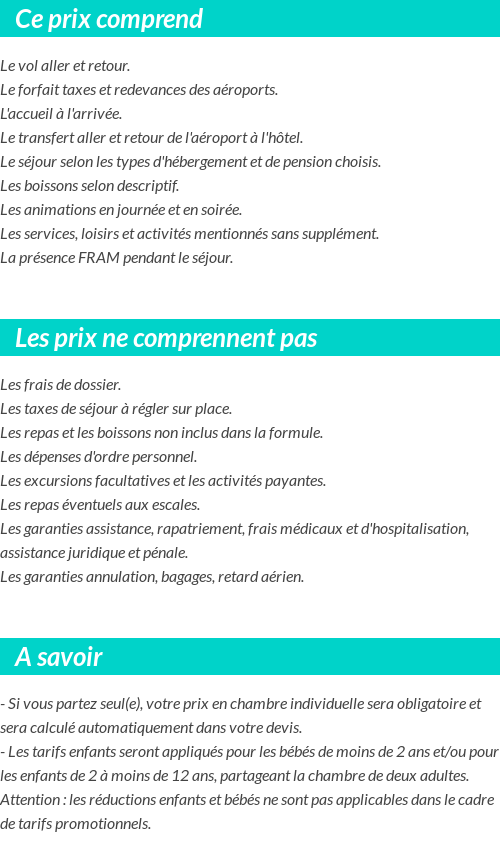 Conditions tarifaires