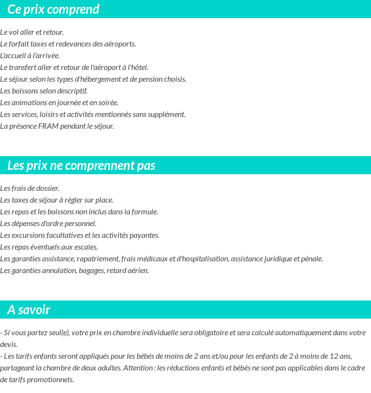 Conditions tarifaires