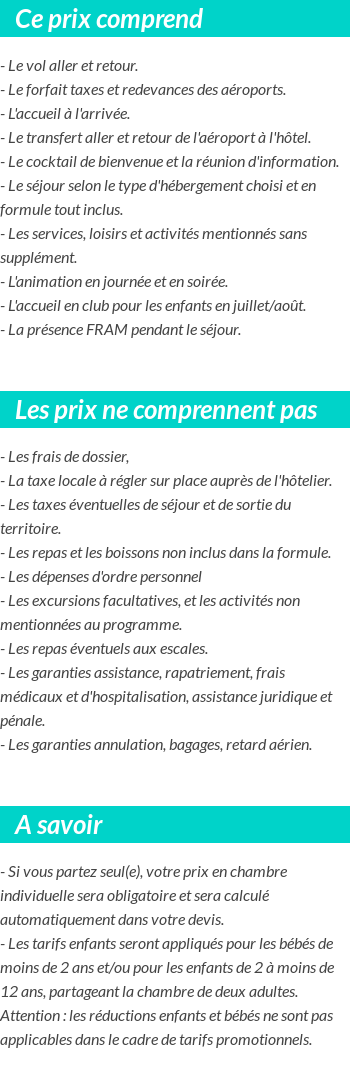 Conditions tarifaires