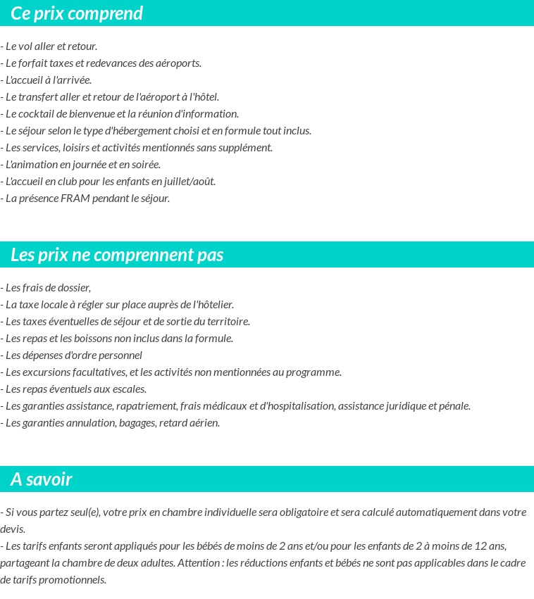 Conditions tarifaires